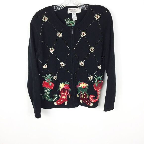 Vintage Heirloom Collectibles 2004 Sweater Cardigan MP Holiday Christmas Ugly - Picture 1 of 8